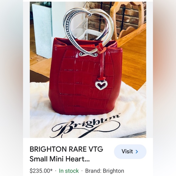 GORGEOUS BRIGHTON DEEP RED PETITE BUCKET PURSE/HAND BAG - Picture 8 of 8